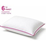 Binna Soft Eco Biyeli Yastık 6'li Paket 50X70 cm 600 gr Boncuk Silikon Elyaf Dolgulu - Fuşya - 50 x 70 cm