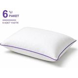 Binna Soft Eco Biyeli Yastık 6'li Paket 50X70 cm 600 gr Boncuk Silikon Elyaf Dolgulu - Mor - 50 x 70 cm
