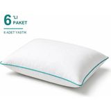 Binna Soft Eco Biyeli Yastık 6'li Paket 50X70 cm 600 gr Boncuk Silikon Elyaf Dolgulu - Turkuaz - 50 x 70 cm