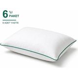 Binna Soft Eco Biyeli Yastık 6'li Paket 50X70 cm 600 gr Boncuk Silikon Elyaf Dolgulu - Zümrüt Yeşili - 50 x 70 cm - Çam Yeşili