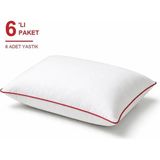 Binna Soft Eco Biyeli Yastık 6'li Paket 50X70 cm 700 gr Boncuk Silikon Elyaf Dolgulu - Kırmızı - 50 x 70 cm