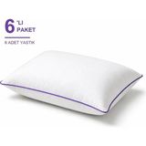 Binna Soft Eco Biyeli Yastık 6'li Paket 50X70 cm 700 gr Boncuk Silikon Elyaf Dolgulu - Mor - 50 x 70 cm