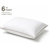 Binna Soft Eco Biyeli Yastık 6'li Paket 50X70 cm 700 gr Boncuk Silikon Elyaf Dolgulu - Vizon - 50 x 70 cm