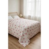 Binna Soft Kapitone Çok Amaçlı Çift Kişilik Yatak Örtüsü 200X220 cm - Beyaz - Kırmızı - 200 x 220 cm
