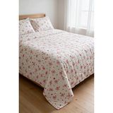 Binna Soft Kapitone Çok Amaçlı Çift Kişilik Yatak Örtüsü ve 2 Yastık Kılıfı Seti 200X220 cm - Beyaz - Kırmızı - 200 x 220 cm