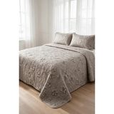 Binna Soft Kapitone Çok Amaçlı Çift Kişilik Yatak Örtüsü ve 2 Yastık Kılıfı Seti 200X220 cm - Vizon - 200 x 220 cm