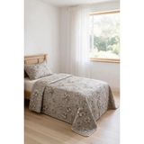 Binna Soft Kapitone Çok Amaçlı Tek Kişilik Yatak Örtüsü ve Yastık Kılıfı Seti 150X220 cm - Vizon - 150 x 220 cm