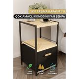 Bino 2 Katlı Tek Çekmeceli Çok Amaçlı Organizer Komodin Şifonyer Geniş Depolama Düzenleyici Yan Sehpa