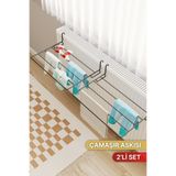 Bino 2'li Çamaşırlık Isıya Dayanıklı Petek Üstü Kurutmalık Balkon Çamaşır Kurutma Askısı Sabit Askılık