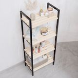 Bino 4 Katlı Mutfak Banyo Dolabı Rafı Ahşap ve Metal Malzemeden Çok Amaçlı 39x22x98 cm
