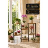 Bino 6 Raflı Metal Ahşap Çiçeklik Saksılık Çok Amaçlı Dekoratif Bitki Standı Organizer Raf