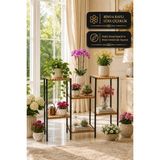 Bino 6 Raflı Metal Ahşap Çiçeklik Saksılık Çok Amaçlı Dekoratif Bitki Standı Organizer Raf