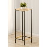Bino 90 cm Modern Metal Ayaklı Çiçeklik - Ahşap Tablalı Büyük Boy Salon Saksı Standı İSKANDİNAV