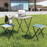 Bino Ahşap Masa Sandalye Bistro Set Yükseklik Ayarlı Suya Dayanıklı 3'lü Set