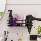 Bino Banyo Aksesuarları Banyo Düzenleyici Yapışkanlı Saç Kurutma Makinesi Fön Makinesi Organizer Raf - Mat Siyah