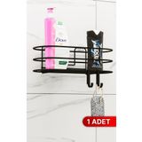 Bino Banyo Düzenleyici Şampuanlık Sabunluk 1 Adet Oval Tel Yapışkanlı 2 Askılı Duş Rafı Organizer