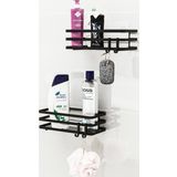 Bino Banyo Düzenleyici Şampuanlık Sabunluk 2'li Set Lamalı Yapışkanlı 4 Askılı Duş Rafı Organizer