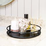 Bino Banyo Düzenleyici Tepsi Paslanmaz Çelik Siyah Dekoratif Organizer 27 cm Yıkanabilir