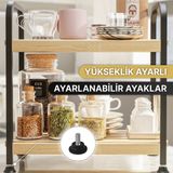 Bino Çok Amaçlı Düzenleyici Mutfak Rafı Ahşap Raf Organizer Mutfak Dolabı Tezgah Üstü Malzeme Dolabı