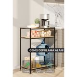 Bino Çok Amaçlı Metal ve Ahşap Dolap Banyo Rafı Mutfak Standı Kahve Köşesi Mutfak Rafı Organizer