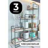 Bino Duvar Rafı 3 Lü Mini Set Doğal Ahşap Yatak Odası Dekoratif Salon Oturma Çalışma Odası Rafı