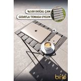 Bino Katlanır Mutfak Masası Yükseklik Ayarlı Ahşap Kamp Masası Piknik Masası Balkon Masası
