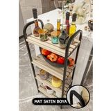 Bino Mutfak Banyo Dolabı Rafı Çok Amaçlı Organizer Raflar Ahşap Raflı Metal Ayakkabılık 4 Katlı