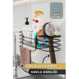 Bino Mutfak Düzenleyici Banyo Düzenleyici Organizer Mutfak Dolabı 3 Fonksiyonlu Siyah Mat Bulaşıklık