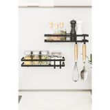 Bino Mutfak Rafı 2'Lİ SET Yapışkanlı Lüks Modern Siyah Metal Baharatlık Rafı Organizer Düzenleyici