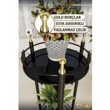 Bino Saksılık Organizer Bahçe Balkon Standı Çiçeklik Dekoratif Lüks Metal 2 Katlı Servis Sunum Tepsi