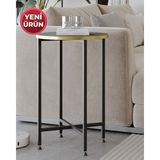 Bino Yan Sehpa Orta Sehpa Zigon Sehpa Metal Yuvarlak C Sehpa Koltuk Sehpası Servis Sunum Sehpası Lux - Siyah