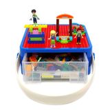 Bins & Things Lego Uyumlu Saklama Kabı Lego Uyumlu Bina Taban Kapağı (8 x 8 x 3,25 inç) Plastik Saplı Dayanıklı Oyuncak Taşıma Çantası - Tuğla Oyuncak Depolama Organizatör
