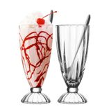 binsakao Milkshake Bardakları Bardaklar Kaşıklı Soda Çeşmesi, Süt Sallama, Dondurma Soda Bardağı, 340 ml, Şeffaf, 2'li Set
