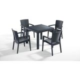 Bintaş Mobilya 4 Kişilik Antrasit Rattan Bahçe Masa Sandalye Takımı - 90 x 90 cm Şık ve Dayanıklı Dış Mekan Masa Seti