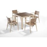 Bintaş Mobilya 4 Kişilik Cappucino Çöl Kahvesi Renk Bahçe Masa Sandalye Takımı 90 x 90. cm Dış Mekan Mobilya Seti