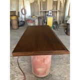 Bintaş Mobilya Bir Yanı Düz Biryanı Doğal Kenar Gürgen Ağacı Ceviz Rengi Kütük Masa Tablası 75X140.CM
