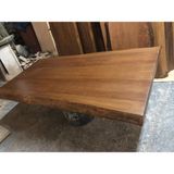 Bintaş Mobilya Ceviz Rengi Kütük Yemek Odası Salon Yemek Masası 85X180.CM