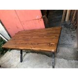Bintaş Mobilya Doğal Ağaç Kütük Masa Ceviz Rengi 140X75.CM