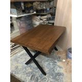 Bintaş Mobilya Doğal Kenar Kütük Masa Gürgen Ağacı Ceviz Rengi 120X80.CM