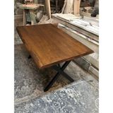Bintaş Mobilya Gürgen Ağacı Ceviz Rengi Doğal Kenar Kütük Mutfak Masası 75X120.CM