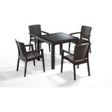 Bintaş Mobilya Kahverengi Rattan Dış Mekan Masa Sandalye Takımı - 4 Kişilik 90 x 90 cm Dikdörtgen Bahçe Seti