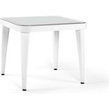 Bintaş Mobilya Rattan Plastik Temperli Camlı Beyaz Dış Mekan 90x90 cm Bahçe Masası