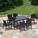 Bintaş Mobilya Siyah Bahçe Masa Sandalye Takımı 6 Kişilik 150X90.CM