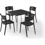 Bintaş Mobilya Siyah Kare Bahçe Masa Sandalye Takımı 80 x 80 cm Dış Mekan Için Şık ve Dayanıklı Mobilya Seti