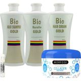 Bio Keratin Gold 3'lü Set Brezilya Fönü Kalıcı Saç Düzleştirici Keratin + Morfose Collagen Saç Maskesi 500ml