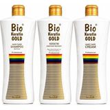 Bio Keratin Gold 3'lü Set Düzleştirici Saç Bakımı 700 ml Sıvı Formda Brezilya Fönlü Saçlar İçin