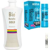 Bio Keratin Gold Brezilya Fönü Kalıcı Saç Düzleştirici Keratin + Agiva 01 Wax Saç Pudrası