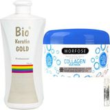 Bio Keratin Gold Brezilya Fönü Kalıcı Saç Düzleştirici Keratin + Morfose Collagen Saç Maskesi 500ml