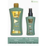 Bio Keratin Gold Brezilya Keratin Terapisi 2'li Set Tuzsuz Şampuan 700 ml Saç Bakım Sütü 150 ml