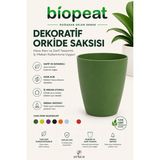 Bio Peat 12 Pot Dekoratif Orkide Dış Saksısı Yeşil | 12 cm Modern Saksı | Iç ve Dış Mekan Bitki Saksısı